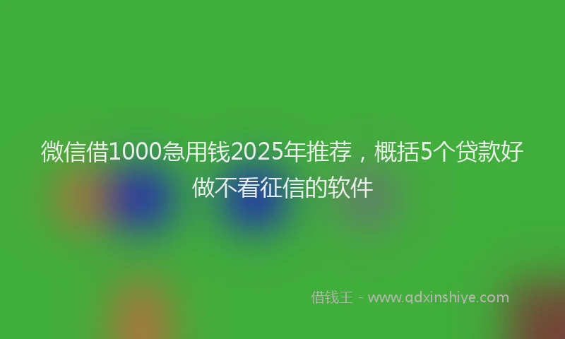 微信借1000急用钱2025年推荐，概括5个贷款好做不看征信的软件