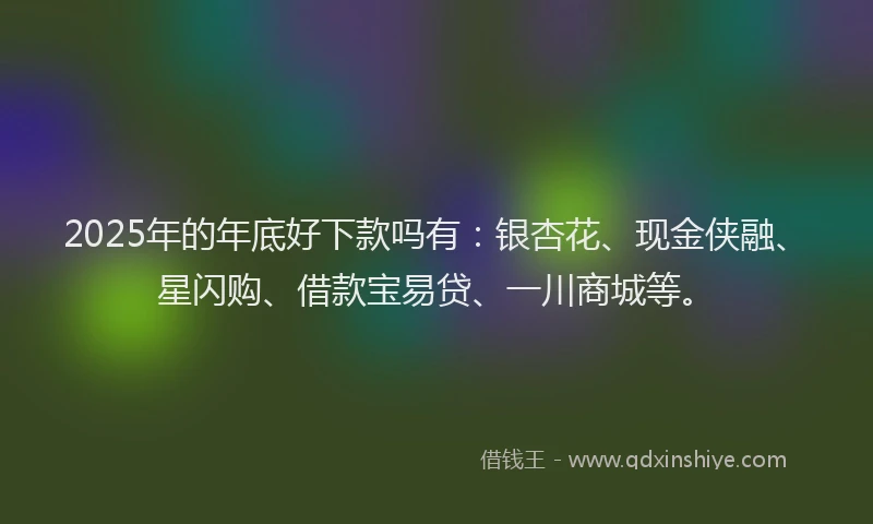 2025年的年底好下款吗有：银杏花、现金侠融、星闪购、借款宝易贷、一川商城等。