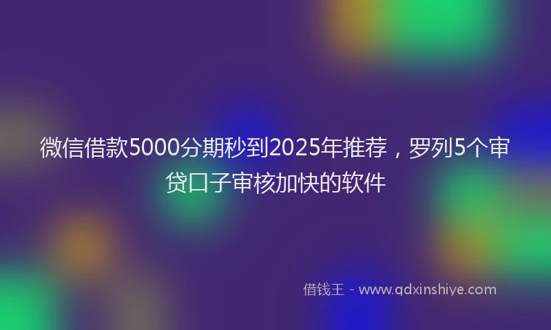 微信借款5000分期秒到2025年推荐，罗列5个审贷口子审核加快的软件