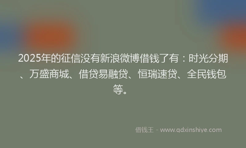 2025年的征信没有新浪微博借钱了有：时光分期、万盛商城、借贷易融贷、恒瑞速贷、全民钱包等。