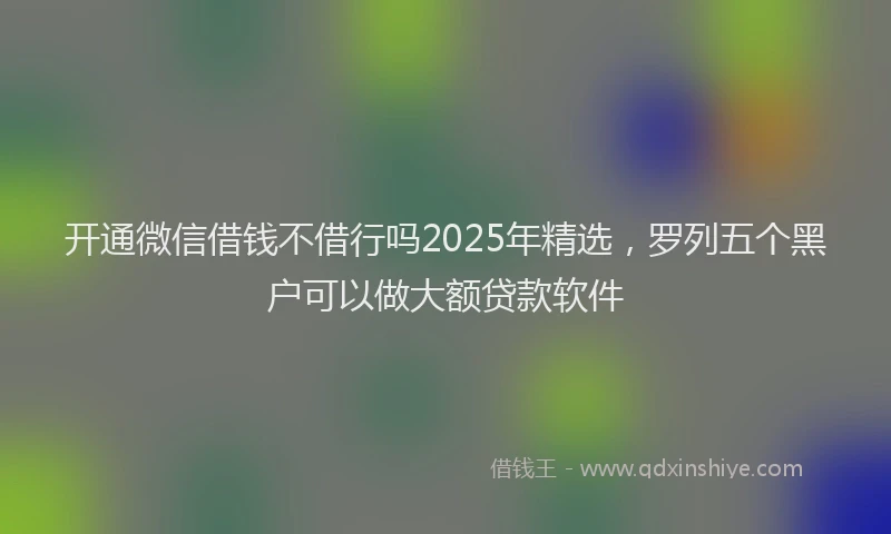 开通微信借钱不借行吗2025年精选，罗列五个黑户可以做大额贷款软件
