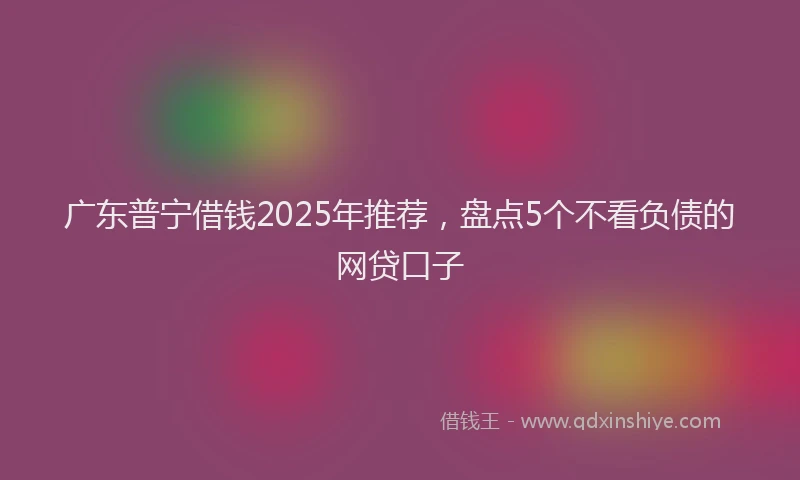 广东普宁借钱2025年推荐，盘点5个不看负债的网贷口子