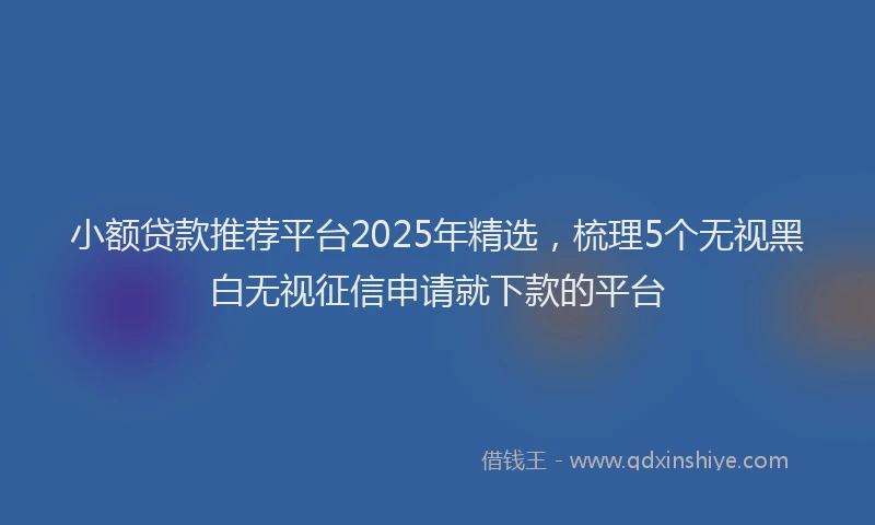 小额贷款推荐平台2025年精选，梳理5个无视黑白无视征信申请就下款的平台