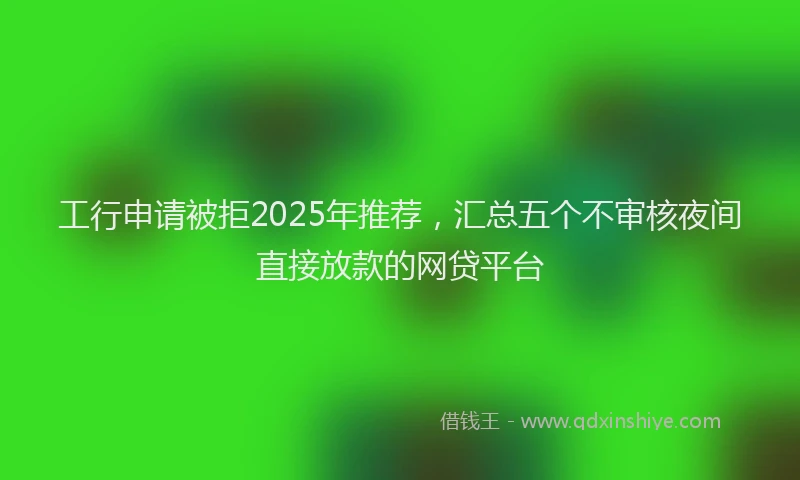 工行申请被拒2025年推荐，汇总五个不审核夜间直接放款的网贷平台