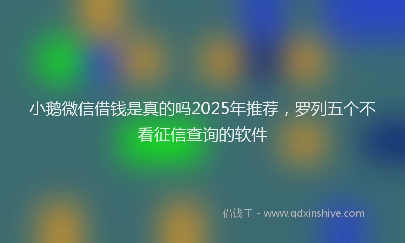 小鹅微信借钱是真的吗2025年推荐，罗列五个不看征信查询的软件