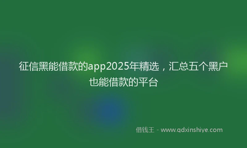 征信黑能借款的app2025年精选，汇总五个黑户也能借款的平台