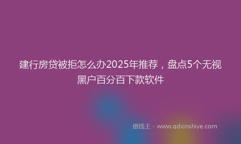 建行房贷被拒怎么办2025年推荐，盘点5个无视黑户百分百下款软件