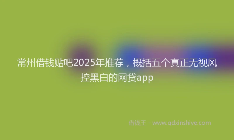 常州借钱贴吧2025年推荐，概括五个真正无视风控黑白的网贷app