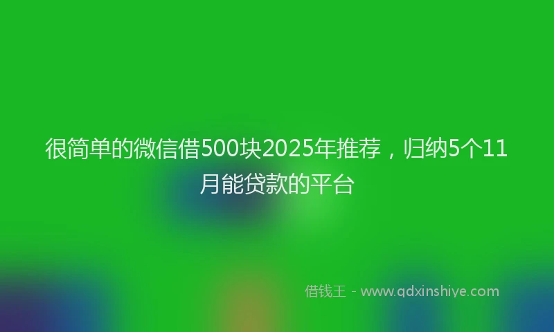 很简单的微信借500块2025年推荐，归纳5个11月能贷款的平台