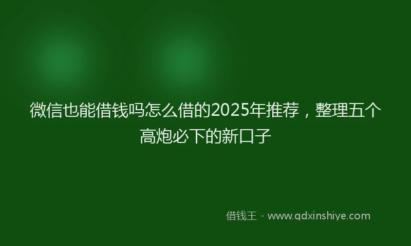 微信也能借钱吗怎么借的2025年推荐，整理五个高炮必下的新口子
