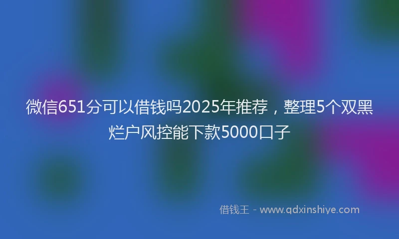 微信651分可以借钱吗2025年推荐，整理5个双黑烂户风控能下款5000口子