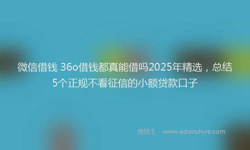 微信借钱 36o借钱都真能借吗2025年精选，总结5个正规不看征信的小额贷款口子