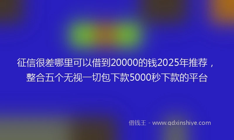 征信很差哪里可以借到20000的钱2025年推荐，整合五个无视一切包下款5000秒下款的平台