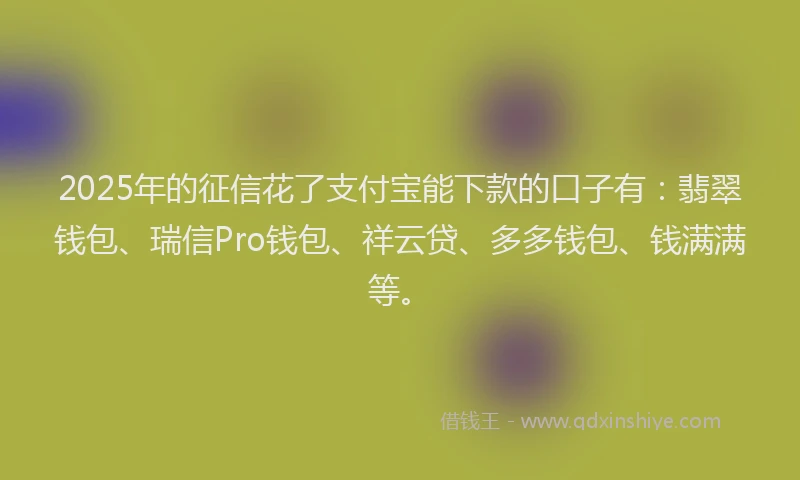 2025年的征信花了支付宝能下款的口子有：翡翠钱包、瑞信Pro钱包、祥云贷、多多钱包、钱满满等。