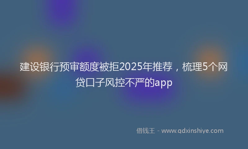 建设银行预审额度被拒2025年推荐，梳理5个网贷口子风控不严的app