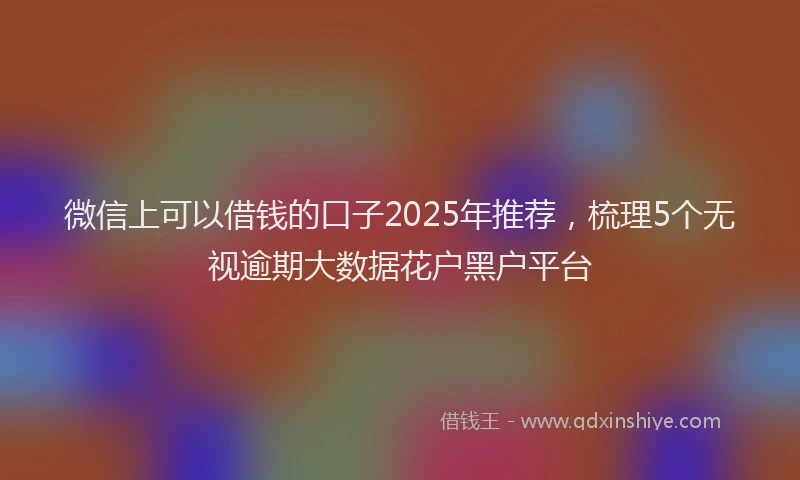 微信上可以借钱的口子2025年推荐，梳理5个无视逾期大数据花户黑户平台