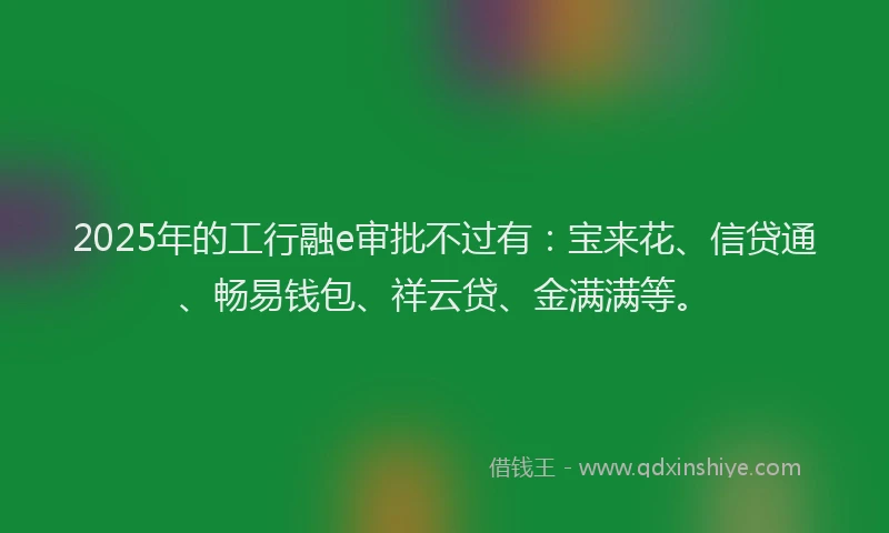 2025年的工行融e审批不过有：宝来花、信贷通、畅易钱包、祥云贷、金满满等。