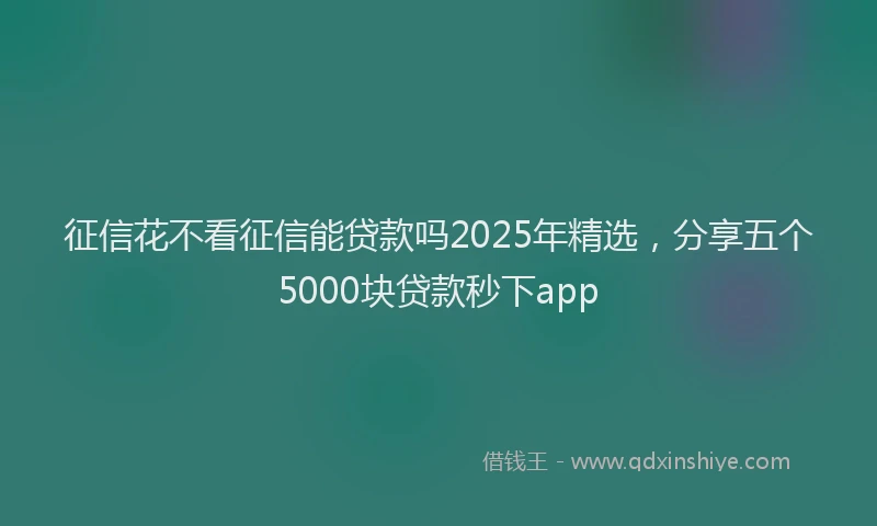 征信花不看征信能贷款吗2025年精选，分享五个5000块贷款秒下app
