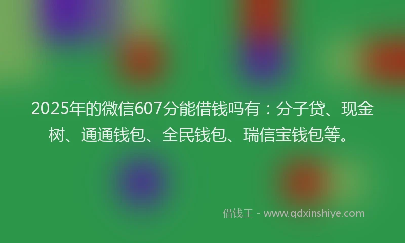 2025年的微信607分能借钱吗有：分子贷、现金树、通通钱包、全民钱包、瑞信宝钱包等。