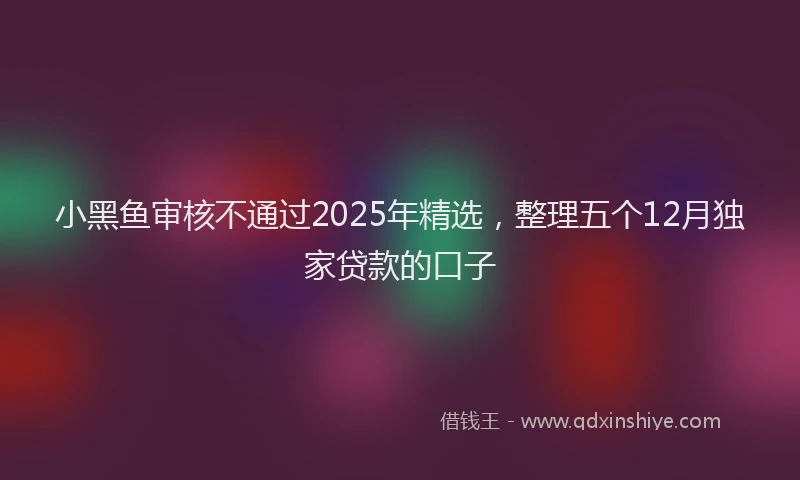小黑鱼审核不通过2025年精选，整理五个12月独家贷款的口子