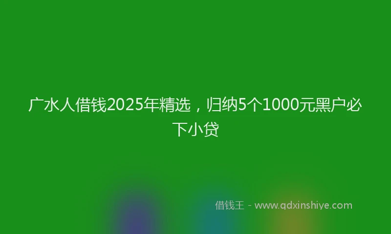 广水人借钱2025年精选，归纳5个1000元黑户必下小贷