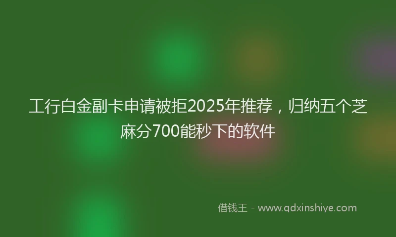 工行白金副卡申请被拒2025年推荐，归纳五个芝麻分700能秒下的软件