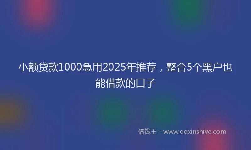 小额贷款1000急用2025年推荐，整合5个黑户也能借款的口子