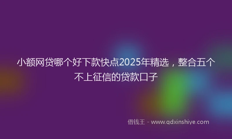 小额网贷哪个好下款快点2025年精选，整合五个不上征信的贷款口子