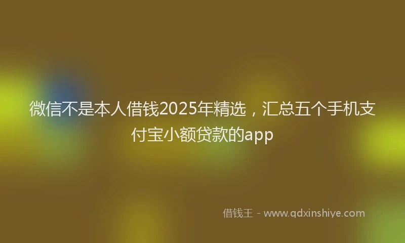 微信不是本人借钱2025年精选，汇总五个手机支付宝小额贷款的app