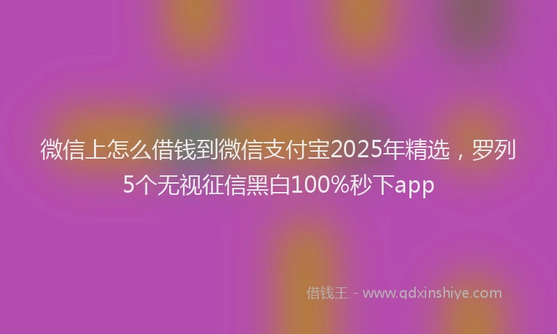 微信上怎么借钱到微信支付宝2025年精选，罗列5个无视征信黑白100%秒下app