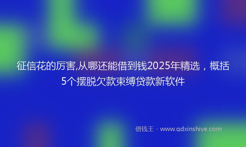 征信花的厉害,从哪还能借到钱2025年精选，概括5个摆脱欠款束缚贷款新软件