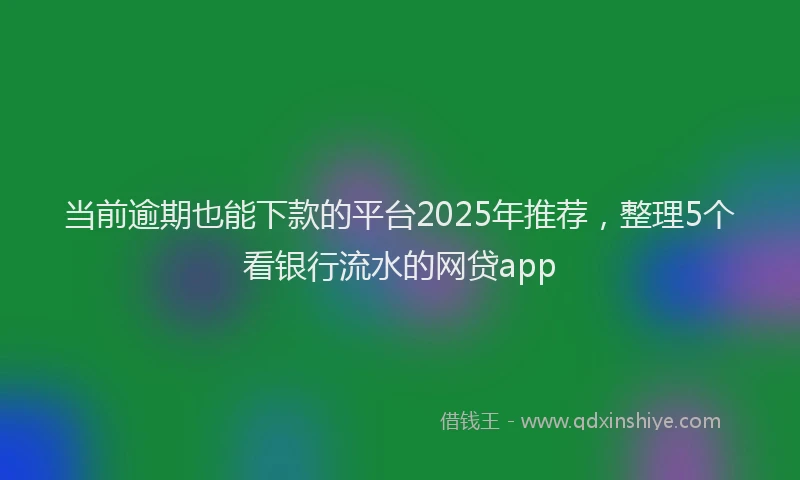 当前逾期也能下款的平台2025年推荐，整理5个看银行流水的网贷app