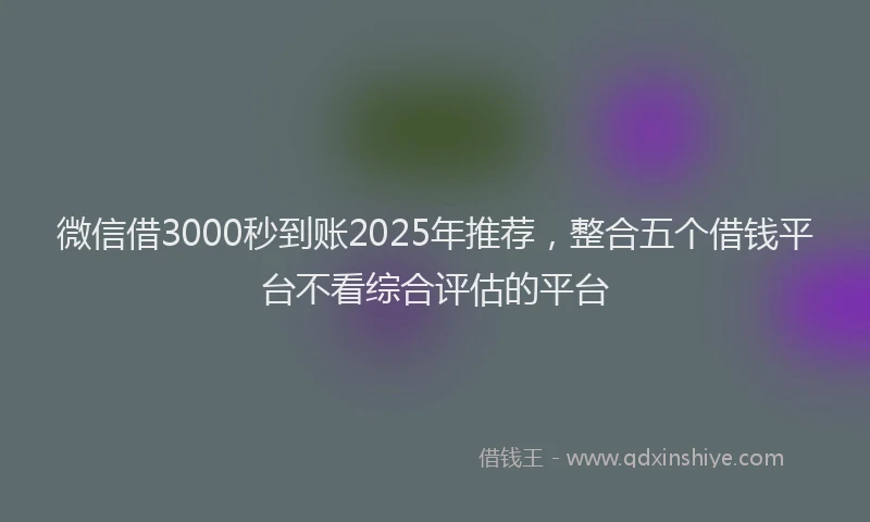 微信借3000秒到账2025年推荐，整合五个借钱平台不看综合评估的平台