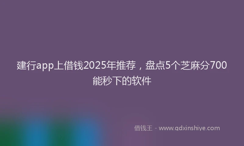 建行app上借钱2025年推荐，盘点5个芝麻分700能秒下的软件