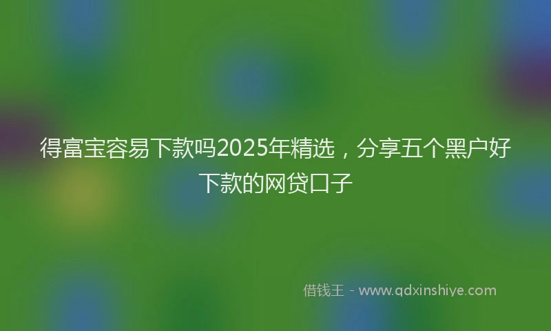 得富宝容易下款吗2025年精选，分享五个黑户好下款的网贷口子