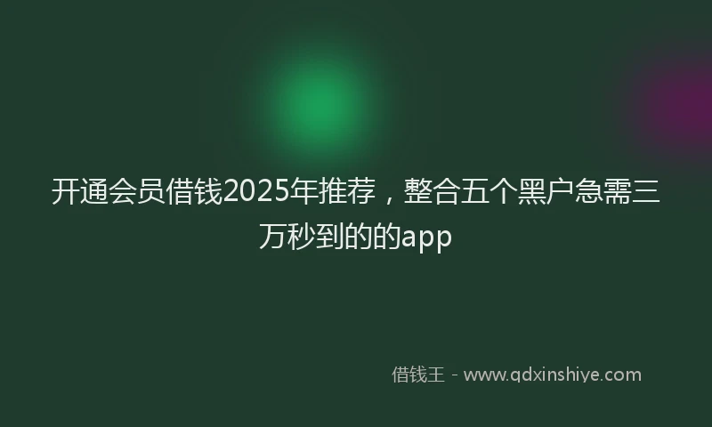 开通会员借钱2025年推荐，整合五个黑户急需三万秒到的的app