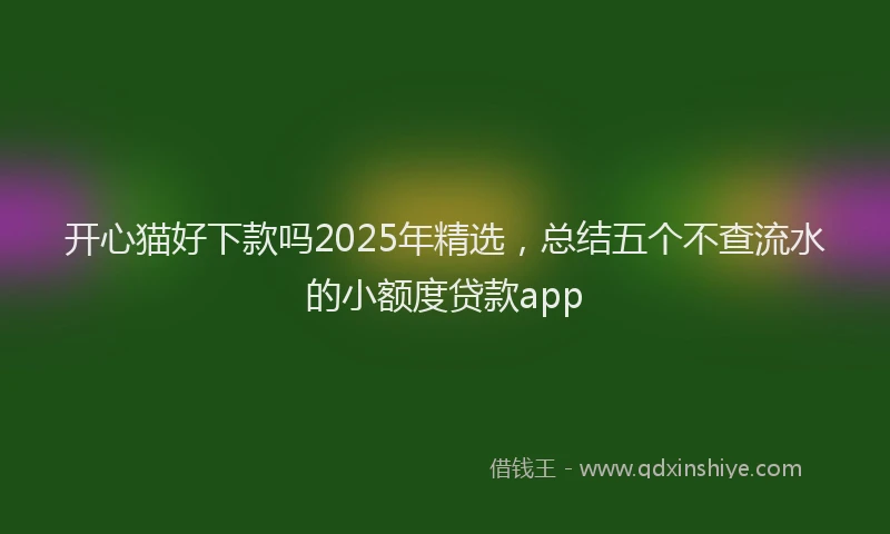 开心猫好下款吗2025年精选，总结五个不查流水的小额度贷款app
