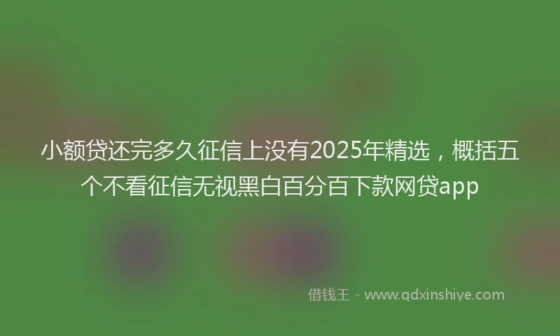 小额贷还完多久征信上没有2025年精选，概括五个不看征信无视黑白百分百下款网贷app