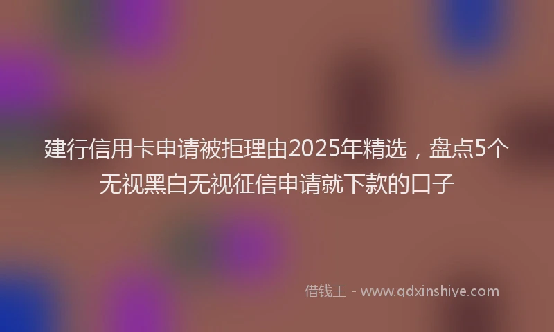 建行信用卡申请被拒理由2025年精选，盘点5个无视黑白无视征信申请就下款的口子
