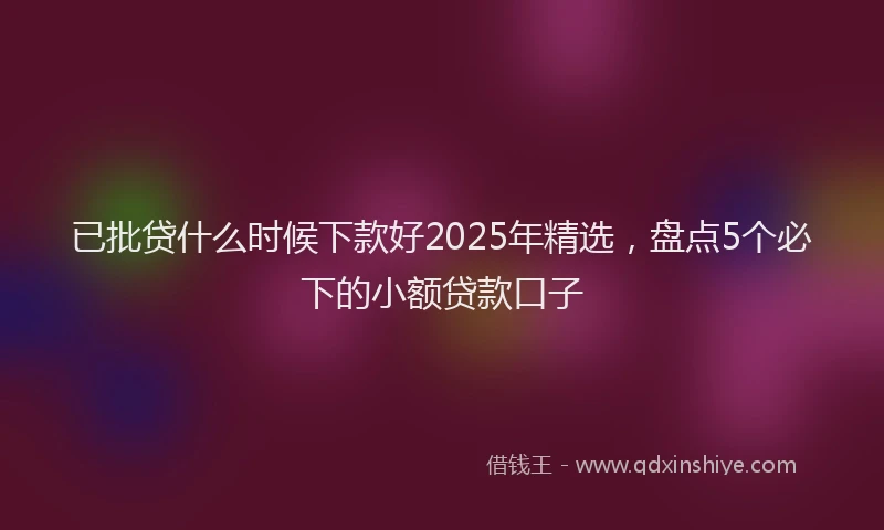 已批贷什么时候下款好2025年精选，盘点5个必下的小额贷款口子