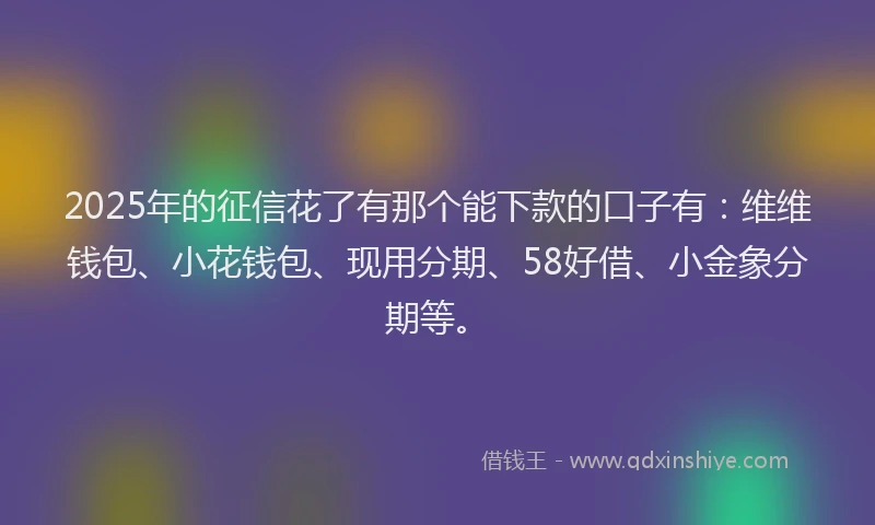 2025年的征信花了有那个能下款的口子有：维维钱包、小花钱包、现用分期、58好借、小金象分期等。