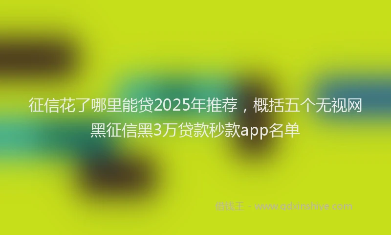 征信花了哪里能贷2025年推荐，概括五个无视网黑征信黑3万贷款秒款app名单