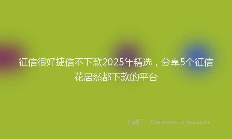 征信很好捷信不下款2025年精选，分享5个征信花居然都下款的平台