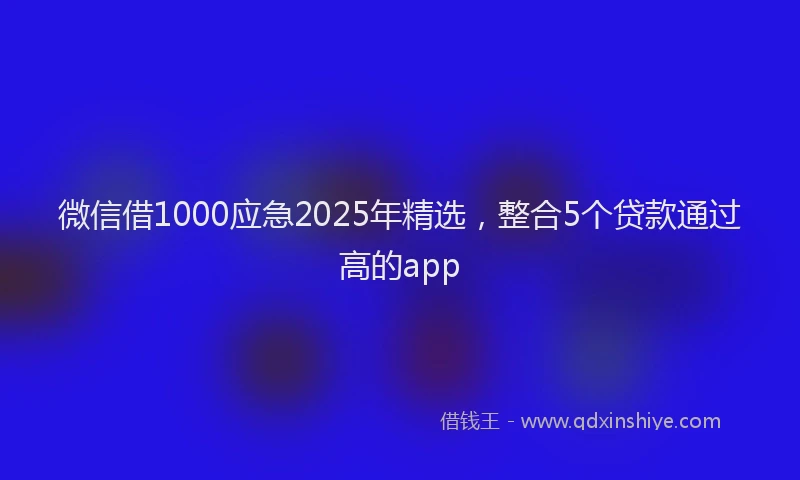 微信借1000应急2025年精选，整合5个贷款通过高的app