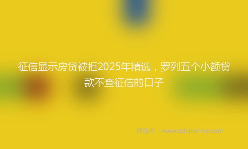 征信显示房贷被拒2025年精选，罗列五个小额贷款不查征信的口子