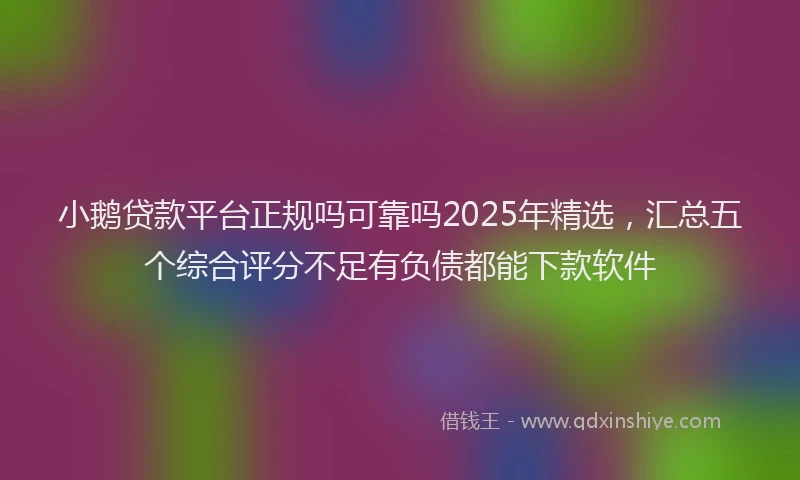 小鹅贷款平台正规吗可靠吗2025年精选，汇总五个综合评分不足有负债都能下款软件