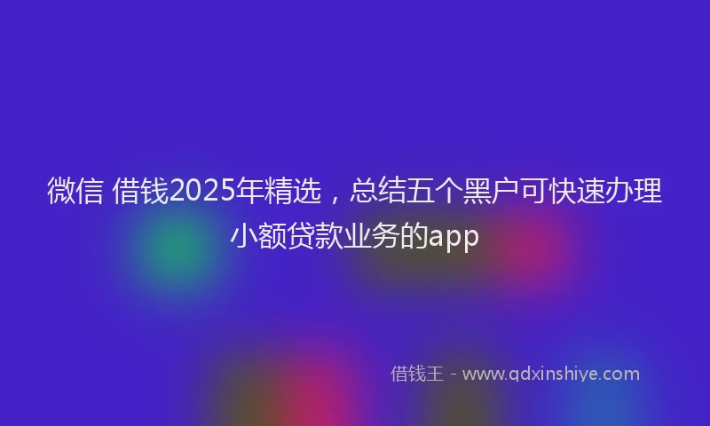 微信 借钱2025年精选，总结五个黑户可快速办理小额贷款业务的app