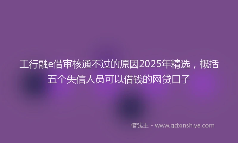 工行融e借审核通不过的原因2025年精选，概括五个失信人员可以借钱的网贷口子