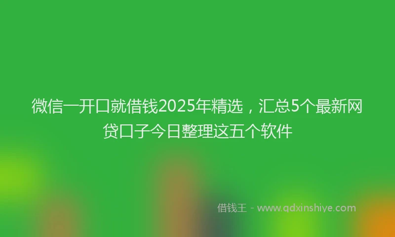 微信一开口就借钱2025年精选，汇总5个最新网贷口子今日整理这五个软件