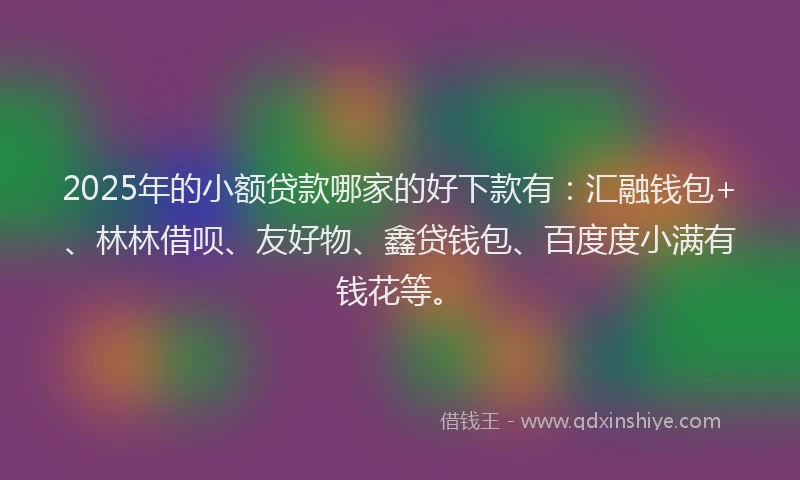 2025年的小额贷款哪家的好下款有：汇融钱包+、林林借呗、友好物、鑫贷钱包、百度度小满有钱花等。